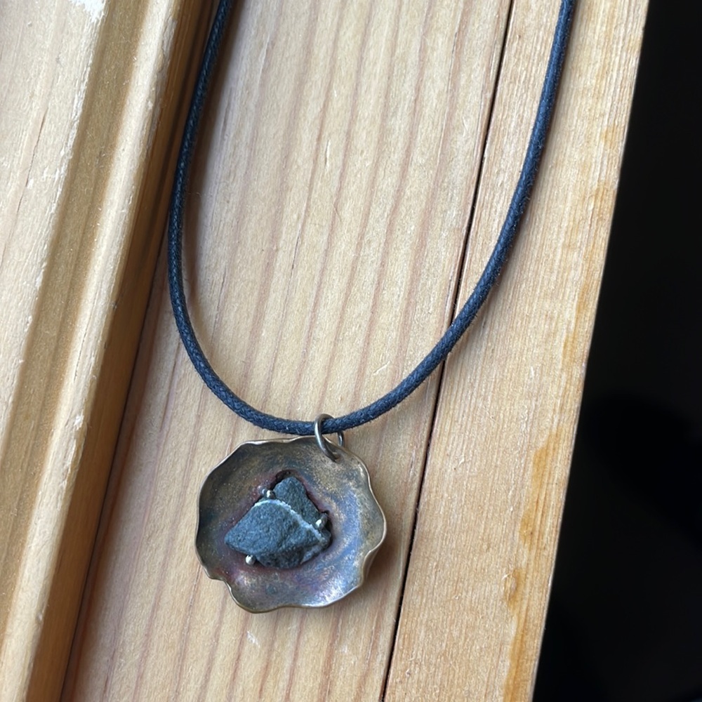 Rock necklace with black cord